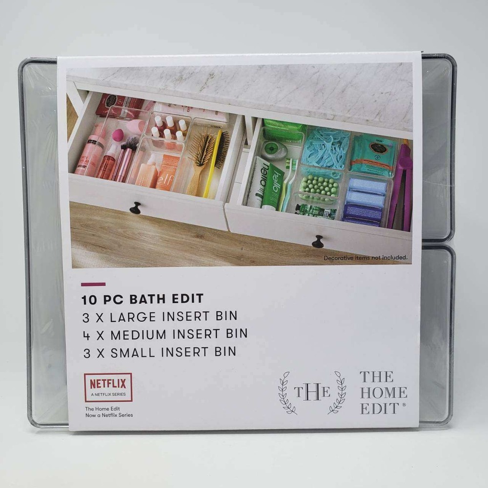 The Home Edit 10 Piece Bath Edit Clear Plastic Modular Drawer Organizer Set